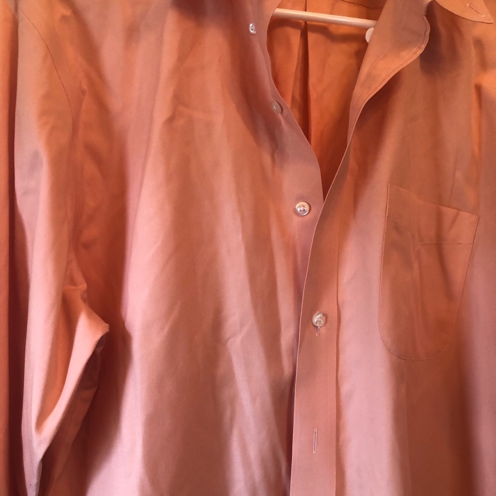 Lands' End Men's Peach Button-Down Casual Shirt